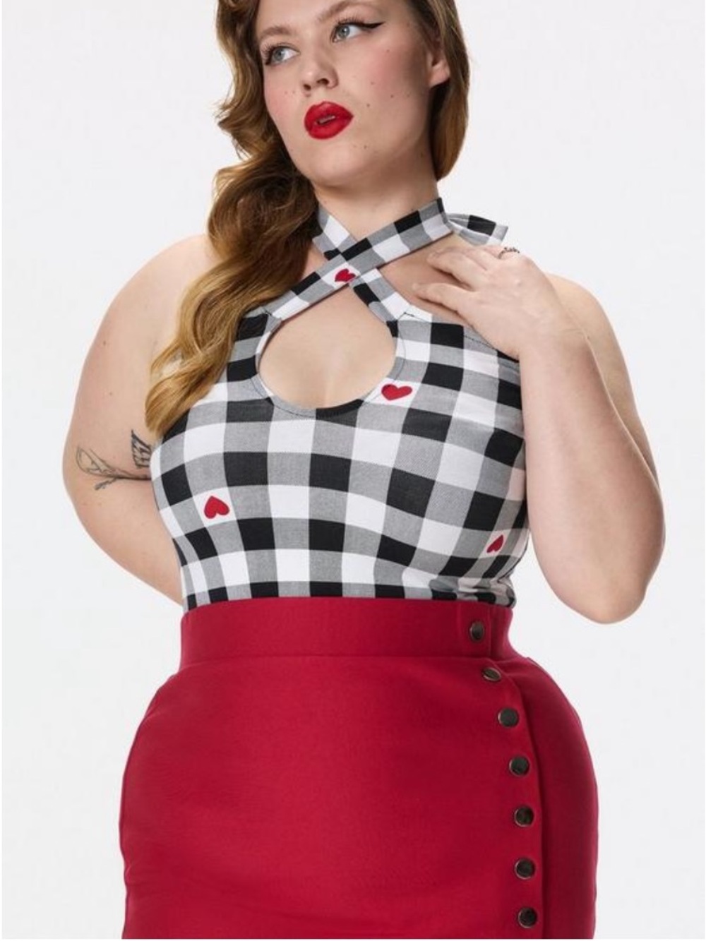 Torrid Retro Chic Ponte Pencil Skirt 00 Jester Red NWT - Picture 4 of 15
